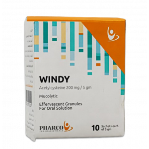 WINDY 200 MG/ 5 MG ( ACETYLCYSTEINE ) MUCOLYTIC EFFERVESCENT GRANULES FOR ORAL SOLUTION — 10 SACHETS EACH OF 5 GM
